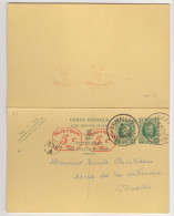 Entier Postal Type Houyoux N° 77 I - FN - 20 Et 10/5 + 20 Et 10/c Vert  - Avec Réponse Payée - B003 2x5c  (RARE)  - 1931 - Cartes Avec Réponse Payée