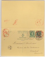 Entier Postal Type Houyoux N° 74 I - FN - 20 Et 5 + 20 Et 5 Vert - Avec Réponse Payée - P010 10c Et 5c   (RARE)  - 1931 - Cartes Avec Réponse Payée
