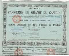 CARRIERES DE GRANIT DU CANIGOU -  ACTION DE 250 FRS  - ANNEE 1925 - Autres & Non Classés