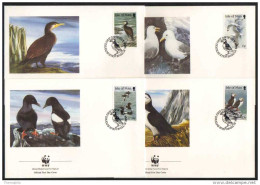 OISEAUX MARINS - MOUETTES - WWF / 1989 ILE DE MAN 4 ENVELOPPES FDC ILLUSTREES (ref CM137) - Mouettes