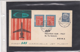 DEUTSCHLAND - GERMANY - SAS-  LUFTPOST -  FLUGPOST- 1.FLUGLINIE VON DÜSSELDORF NACH ROM 1959 - Posta Aerea