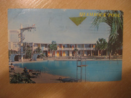 HOUSTON Texas Shamrock Pool Hotel Olympics Stars Used Cancel 1966 To Sweden Postcard USA - Houston