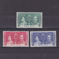 HONG KONG 1937, SG# 137-139, CV £20, Coronation, KGVI, MH - Neufs