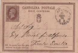 Italie Entier Postal TORINO Succursale N° 1 15/8/1874 Pour Finale Emilia - Postwaardestukken