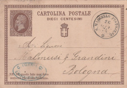 Italie Entier Postal Cachet Commercial Turri S MARCELLO PISTONESE 26/10/1874 Pour Bologna - Entiers Postaux