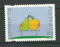 POLAND MNH  ** 3716 Saint Valentin Je T'aime Kocham Cie Poire Et Pomme Fruit - Nuovi