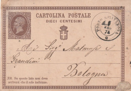 Italie Entier Postal  PORTO CIVITANOVA 6/5/1874 Pour Bologna - Entiers Postaux