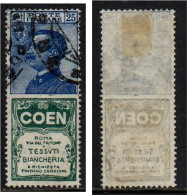Regno 1924 - Pubblicitari - Coen 25 Cent. - Usato - Ottima Centratura - Publicity