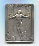 OLD GYMNASTICS GYMNASTIQUE PLAQUE FRANCE 1937 BY SALIS. JOSSE SILVER PLATED!!! - Gymnastique
