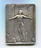 OLD GYMNASTICS GYMNASTIQUE PLAQUE FRANCE 1937 BY SALIS. JOSSE SILVER PLATED!!! - Ginnastica