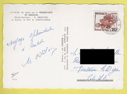 MONACO SUR CARTE POSTALE / TP 542 POISSON RASCASSE VOLANTE / 1962 - Brieven En Documenten