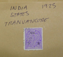INDIA  STAMPS  Travancore 1925  (N13)    ~~L@@K~~ - Travancore