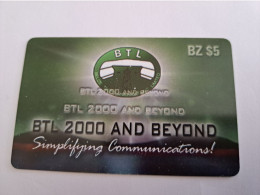 BELIZE Prepaid Card  $ 5 ,-/ BTL 2000 AND BEYOND   / PREPAID CELLULAIR SERVICE  BTL  /  Used Card  **15352** - Belize