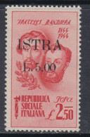 ISTRIA OCC. YUGOSLAVA - Fratelli Bandiera - 5 Lire - Sassone N.33 - Cv 425 Euro - Gomma Integra - MNH** - Yugoslavian Occ.: Istria