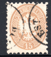 1785. AUSTRIA, ROMANIA .1864 LOMBARDY-VENETIA 15 SLD #24 BUCAREST  POSTMARK, POSSIBLY REPERFORATED - Postmark Collection