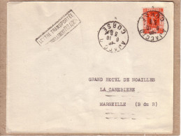 CORSE - LETTRE D' AJACCIO POUR MARSEILLE , LETTRE TRANSPORTEE EXCEPTIONNELLEMENT PAR AVION + CE SOIR PAR AVION - 1936 - 1927-1959 Covers & Documents