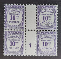 Monaco 1924 Taxe 14 Millesime 1924 En Bloc De 4 **TB Cote 22€ - Impuesto