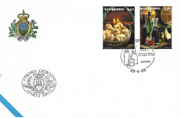 San Marino 2005 Fdc Europa, Cibo E Vino, Annullo Speciale, Bella - Covers & Documents