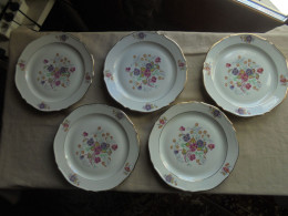 Vintage - 5 Assiettes à Dessert Plates St LUC Porcelaine De France - Andere & Zonder Classificatie