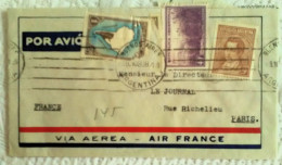 ENVELOPPE ARGENTINE 1938 REPUBLICA ARGENTINA Recommandé BUENOS AIRES VERS PARIS VIA AEREA AIR FRANCE - Briefe U. Dokumente