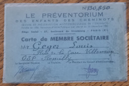 1966 Le Préventorium Des Enfants Des Cheminots Antituberculeuse Carte De Membre Romilly Sur Seine Tampon Timbre 2 Francs - Spoorweg