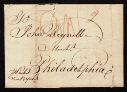 Lot # 005 Colonial; Great Britain To Philadelphia: Mar 1766 Great Britain Folded Lettersheet Bearing Two-line Brown-red  - …-1845 Prefilatelia