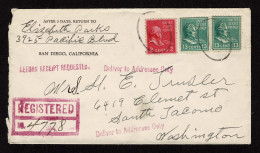 Lot # 155 Registered Envelope: 6¢ Combination 1938, 13¢ Millard Fillmore Blue Green (two Copies) And 2¢ John Adams Rose  - Storia Postale