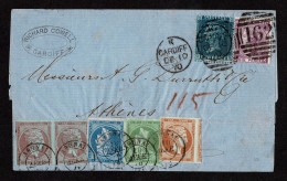 Lot # 316 Great Britain: Genuine 1870 Folded Letter Sheet To Athens Bearing 1855-56 2d, 6d Lilac - Sonstige & Ohne Zuordnung