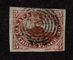 Lot # 432 1851, Beaver, 3d Red, Laid Paper, Neat 7-ring Cancel - Usados