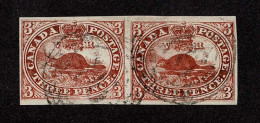 Lot # 451 1853, Beaver, 3d Brown Red PAIR - Usati