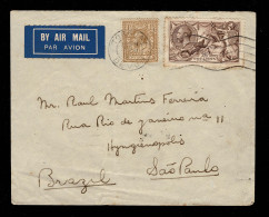 Lot # 663 Used To Brazil: 1919 King George V “Seahorse”, Bradbury, Wilkinson Printing, 2s6d Pale Brown And 9d Bistre Bro - Storia Postale