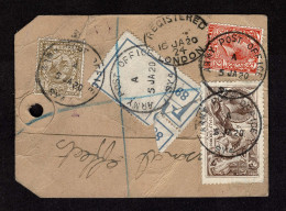 Lot # 706 Used In Constantinople: Parcel Tags; 1918, King George V “Seahorse”, Bradbury, Wilkinson Printing, 2s6d Chocol - Briefe U. Dokumente