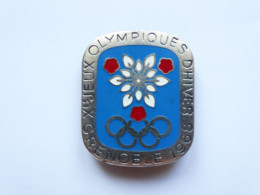 Broche émaillée Double Attache JO 68 Jeux Olympiques Grenoble Excoffon Arthus Bertrand AB Olympics Winter Games - Uniformes Recordatorios & Misc