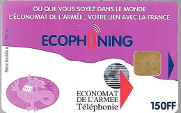 CARTE-PUCE-MILITAIRE- ECOPHONING-SFOR 16-150FF-V°ARMEE De TERRE-12500 Ex-VIOLETTE-TBE - - Military Phonecards