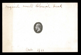 Lot # 387 British Commonwealth: 1911 George V Small Colonial Head Master Die Proof, As Approved, In Black On Glazed Card - Sonstige & Ohne Zuordnung