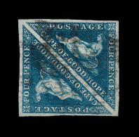 Lot # 500 1855 “Triangular”, Perkins Bacon Printing, 4d Blue On White Paper PAIR - Kap Der Guten Hoffnung (1853-1904)