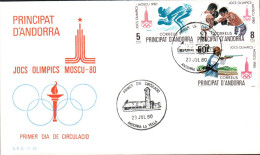 ANDORRE FDC 1980 JEUX OLYMPIQUES MOSCOU - Lettres & Documents