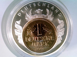 Münze/Medaille, Inlay-Prägung Deutschland 1 DM, Sammlermünze 1996, CU Versilbert Mit Vergoldetem Inlay - Numismatica