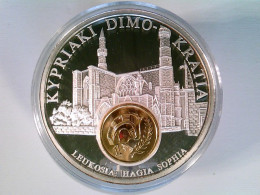 Münze/Medaille, Inlay Prägung Zypern, Sammlermünze 1996, Cu Versilbert Mit Vergoldetem Inlay - Numismática