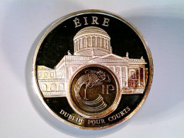 Münze/Medaille, Inlay Prägung Irland, Sammlermünze 1993, Cu Versilbert Mit Vergoldetem Inlay - Numismática