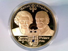 Münze/Medaille, Elisabeth II. & Prinz Philip, Sammlermünze 2015, Cu Vergoldet Mit Swarowski Elements - Numismática