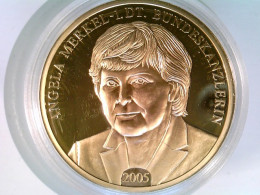 Münze/Medaille, A. Merkel 1. Dt. Bundeskanzlerin, Sammlermünze 2009, Cu Vergoldet - Numismatiek