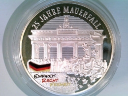 Münze/Medaille, 25 Jahre Mauerfall, Sammlermünze 2014, CU Versilbert Mit Teilvergoldung - Numismática