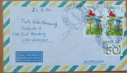 BRAZIL 1974, COVER USED TO GERMANY, 3 STAMP, 1973 BIRD PARROT, NUMERAL - Otros & Sin Clasificación