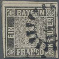 Bayern - Marken Und Briefe: 1849 1 Kr. Grauschwarz Von Der Platte 2, Entwertet M - Other & Unclassified