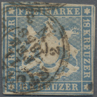 Württemberg - Marken Und Briefe: 1857, 18 Kr. Hellblau, überdurchschnittlich Gut - Other & Unclassified