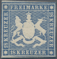 Württemberg - Marken Und Briefe: 1857 18 Kr. Blau, Ungebraucht Ohne Gummi, Farbf - Sonstige & Ohne Zuordnung