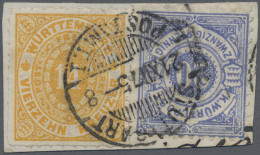 Württemberg - Marken Und Briefe: 1869, 14 Kr. Gelborange In Mischfrankatur Mit 2 - Other & Unclassified