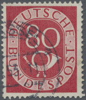 Bundesrepublik Deutschland: 1951, Posthorn 80 Pfg Mit Plattenfehler "Fleck Schrä - Gebraucht