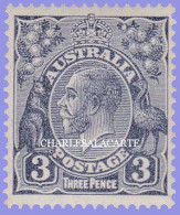 AUSTRALIA 1929  GEORGE V HEAD 3d. ULTRAMARINE DIE II  L.M.M.  S.G. 100b - Ungebraucht